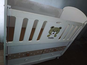 Uşaq beşiyi – “Teddy” dizaynlı - Material: ağ rəngli MDF/laminat