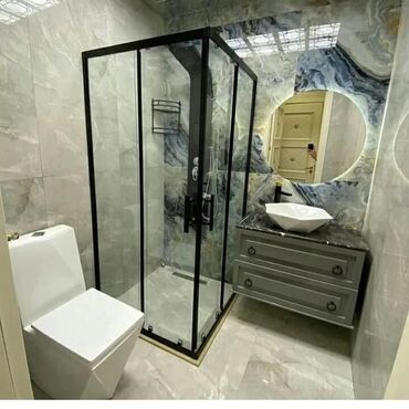 Duş kabinaları, arakəsmələr: Yeni Üstü açıq kabina, Künc üçün, Rayonlara çatdırılma, Pulsuz çatdırılma — 3