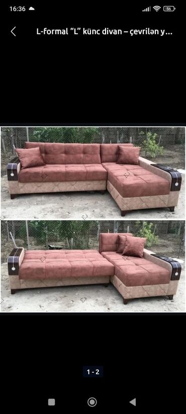 Sifarişlə divanlar: Künc divan, Qonaq otağı üçün, Parça, Bazalı, Açılan — 3