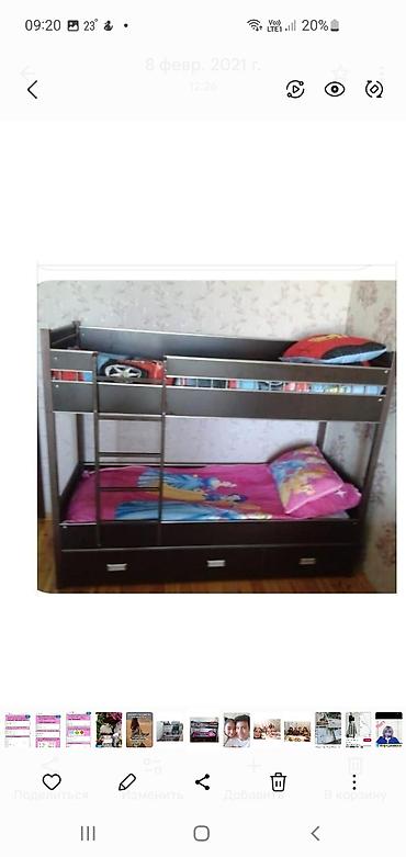 mebel ustu: İki mərtəbəli uşaq çarpayısı - Material: tünd rəngli MDF/laminat — 1