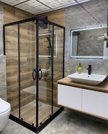 Duş kabinaları, arakəsmələr: Yeni Üstü açıq kabina, Künc üçün, Pulsuz çatdırılma — 26
