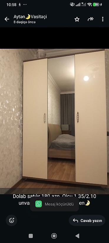 Dolab satılır 180 azn. Olcu 1.35/2.10 unvan Bakıxanov 2798 Ayten🌛