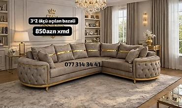 divan səkilləri: L‑şəkilli künc divan – açılan və bazalı model - Ölçü: 3×2 m - — 1
