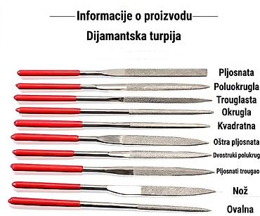 Turpije: Komplet od 10 dijamantskih turpija raznih oblika — 9