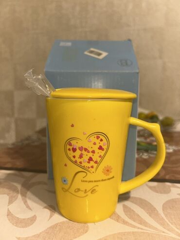 çay qaşığı: Fincanlar, rəng - Sarı, Keramika, 1 əd