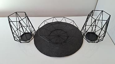 Sveće i svećnjaci: JYSK Dva Svećnjaka NORDIC Ø16xV19cm crna + Sinsay ukrasna činija crna — 12