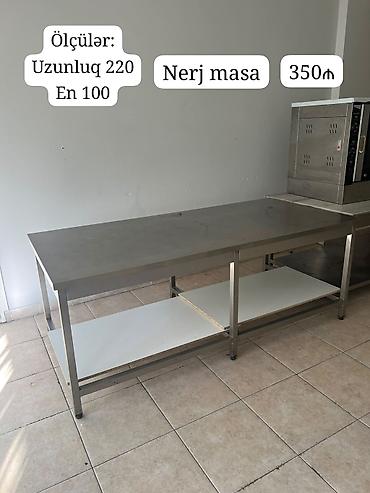 turk qaz sobası: Nerj (paslanmayan polad) iş masası - Ölçülər: Uzunluq 220 sm - En — 2