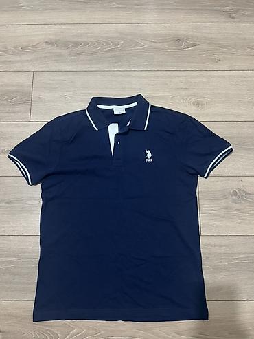 Футболкалар: Поло мужское U.S. Polo Assn. - Цвет: темно-синий (navy) с контрастной — 1