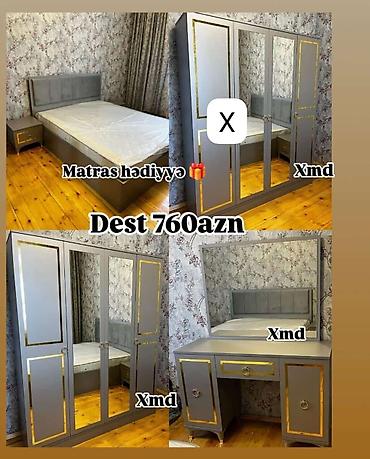Yataq otağı mebel dəsti - Rəng: boz, qızılı dekorativ haşiyələr - lalafo.az -da Yataq otağı mebel dəsti - Rəng: boz, qızılı dekorativ haşiyələr -