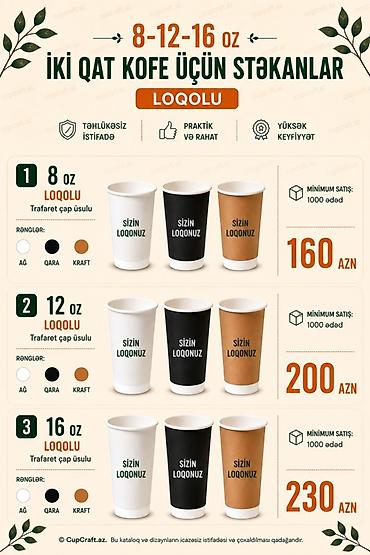Məhsul: Kağız stəkanlar (espresso, kofe və digər isti/soyuq içkilər lalafo.az -da Məhsul: Kağız stəkanlar (espresso, kofe və digər isti/soyuq içkilər