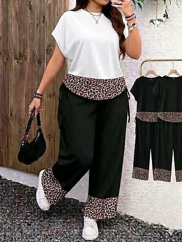 leopard sandale: Dvodelni ženski komplet sa leopard detaljima za punije dame. - Majica — 1