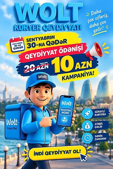 Sürücü-kuryerlər: Sürücü-kuryer tələb olunur, Nəqliyyat təmin edilir, Gündəlik ödəniş, Təcrübəsiz — 1