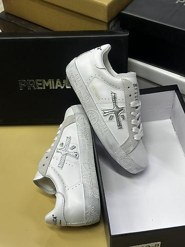 Кроссовки и спортивная обувь: Кроссовки Premiata White Air - Модель: низкие кеды из гладкой белой — 6