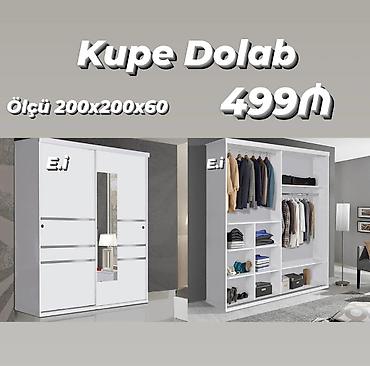 hamam ref: Kupe dolab – 200x200x60 sm ölçüdə. - Ağ rəngli, sürgülü qapılar - Orta — 1