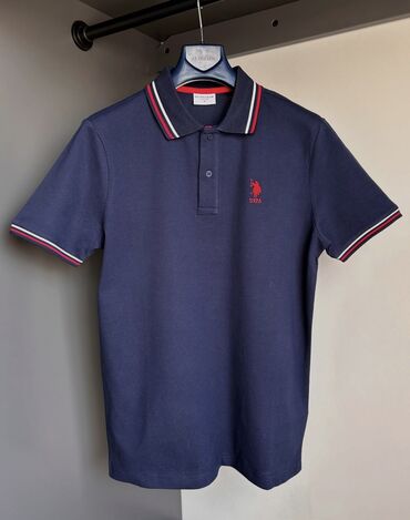 полузамок поло мужской: Эркектердин футболкасы, 2XL, Us Polo Assn, Жаңы, түсү - Көк, Өзү алып кетүү