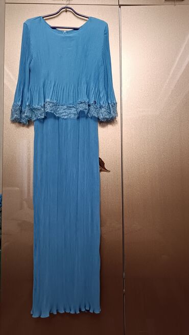 лёгкое платье: Вечернее платье, Длинная модель, Шелк, С рукавами