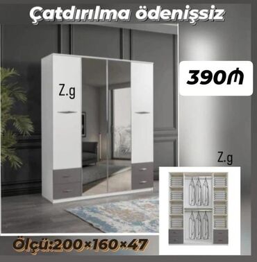 Uşaq və gənc otağı üçün dəstlər: *Dolab 4 Qapılı 💫 390Azn* ✔️İstehsal Rusiya Laminat 18/lik qalınlıqda