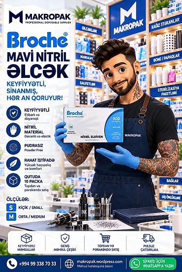 arginal top: 🧤 Broche mavi nitril əlcəklər — işinizdə rahat seçim! 💙 Pudrasız — 1