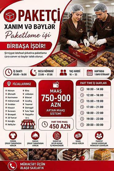 qablasdirici: Qablaşdırıcı tələb olunur, İstənilən yaş, Təcrübəsiz, Aylıq ödəniş — 1