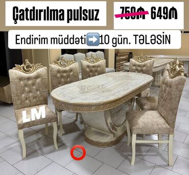 стеклянный стол: Для гостиной, Новый, 6 стульев