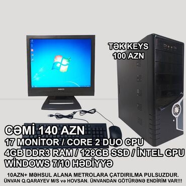 Soyutma sistemləri: Masaüstü Kompüter "Qori DDR3/Core 2 Duo E7500/4GB Ram/120GB SSD"