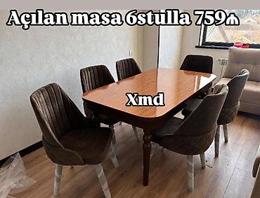Masa və oturacaq dəstləri: Yemək masası və 6 ədəd stul dəsti - Komplekt: 1 ədəd dikdörtgan masa — 198