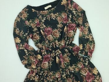 czarne bluzki w kwiaty: Sukienka, S, stan - Bardzo dobry