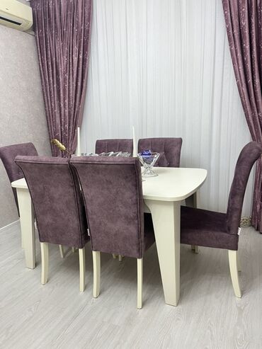 Ev üçün mebel: Qonaq otağı üçün, Açılmayan, Oval masa, 6 stul