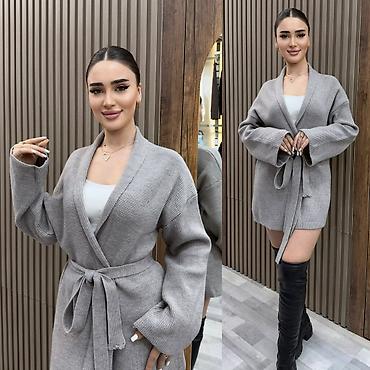 casio qol saatlari: Qadınlar üçün qısa trikotaj kardiqan - Model: kəmərli, yaxası açıq — 8