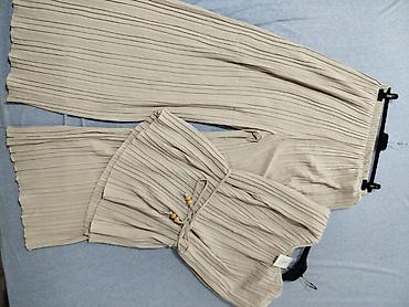 Kompleti: Dvodijelni komplet od plisirane tkanine – bež od L xl xxl - Gornji — 2