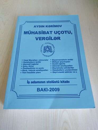 kitab çapı qiyməti: ✍️ Aydın Kərimov 📚 Mühasibat uçotu, Vergilər 🗓️ 2009-cu ildə çap