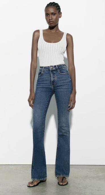 джинсы и пиджак для женщин: Палаццо, Zara, Средняя талия
