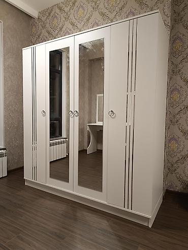 skaf: Yeni, 4 qapılı, Güzgülü, Ağ, Açılan, Düz dolab — 1