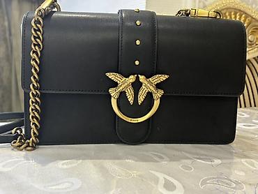 pinko: Pinko Love Bag – qara rəngli çiyin/çarpaz çanta - Material: hamar — 2