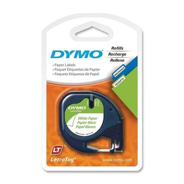 Dymo 91330 Letra Tag 12mm 1/2" Black on White Pape