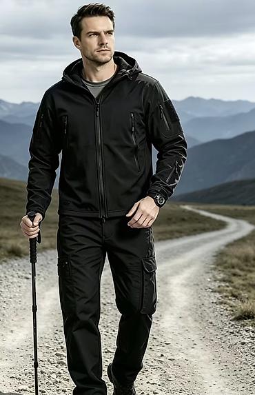Спортивные костюмы: Uniseks taktiki outdoor dəst – qara rəng - 2 hissə: kapüşonlu — 2