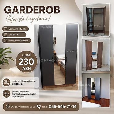 Garderob – sifarişlə hazırlanır - Ölçülər: uzunluq 120 sm, eni 47 sm