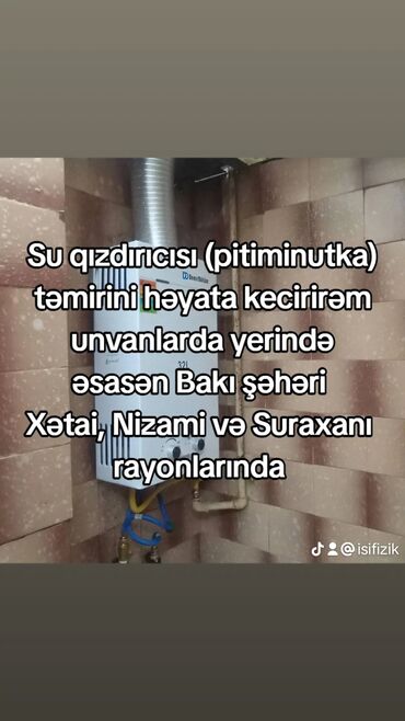 Digər santexnikalar: Pitiminutka təmiri və quraşdırması üzrə xidmət göstərirəm ünvanlarda