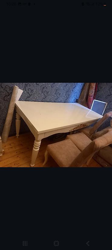 ikinci əl mətbəx stolu: Qonaq otağı üçün, İşlənmiş, Dördbucaq masa, 6 stul — 2