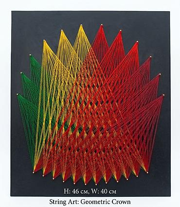 слепки рук: Стринг-арт панно «Geometric Crown» - Размер: высота 46 см, ширина 40 — 2