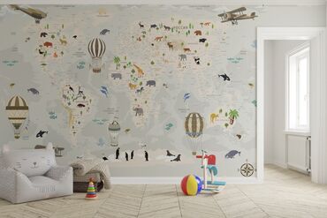 Фотообои: Фотообои для детской комнаты - Карта мира Четка и яркое качество - — 6