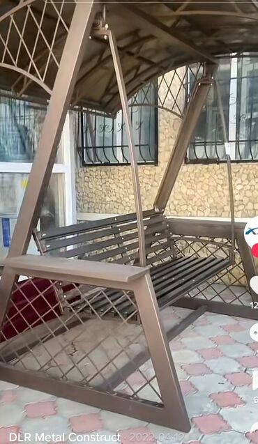 Садовые качели: Садовые качели Металл, Со спинкой, С крышей — 13