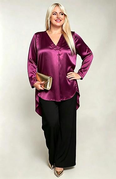 Svilena bluza sa V-izrezom za plus-size dame 2100din Velicine do xxl