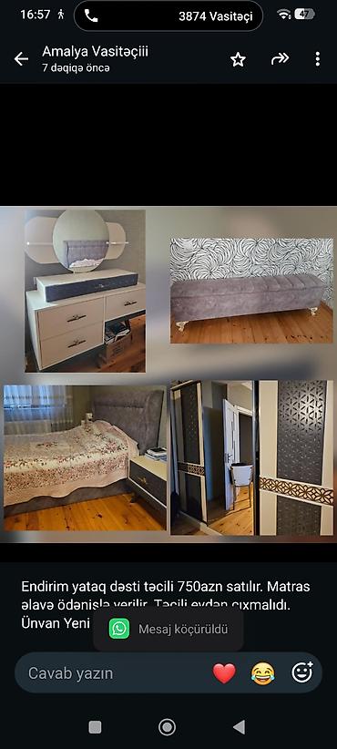 Endirim yataq dəsti təcili 750azn satılır. Matras əlavə ödənişlə lalafo.az -da Endirim yataq dəsti təcili 750azn satılır. Matras əlavə ödənişlə