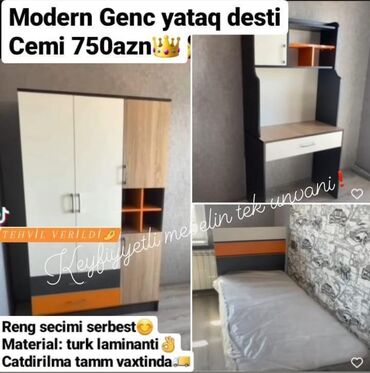 uşaq qrafatı: Oğlan və qız üçün, Yeni, Təknəfərlik çarpayı, Yazı masası, Dolab, Tumba