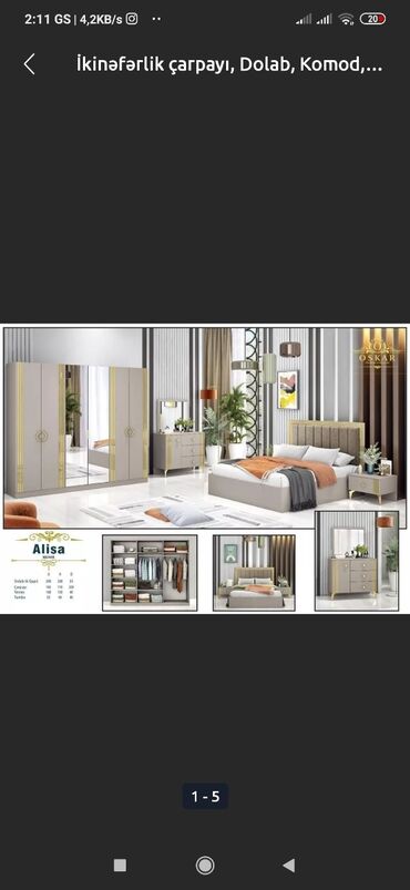 Sifarişlə yataq dəstləri: *Yataq otağı dəsti*. Sifarişlə hazırlanır *qiymət 650 azn* Rəng — 8