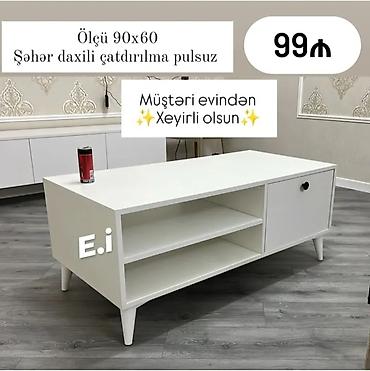 TV altlığı: Ağ rəngli TV/otaq masası - Ölçü: 90×60 - Material: laminat/MDF tipli — 1
