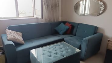 Mebel: Künc divan, İşlənmiş, Açılan, Bazalı, Pulsuz çatdırılma