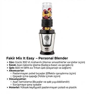 №: 1614 Məhsulun adı: Blender Fakir Mix It Easy Personal, Gümüşü