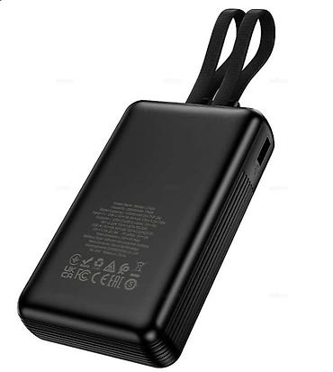 iphone cable: Внешний аккумулятор Hoco (черный) - Встроенные два кабеля: USB‑C и — 3
